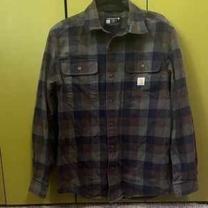 Carhartt Men's Checkered Shirt Jacket - Brown and Navy